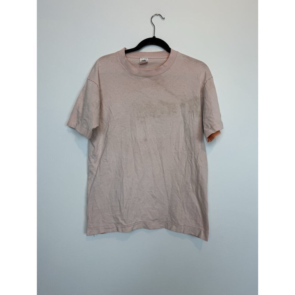 Vintage Fruit of the Loom faded orange t shirt 90s thrashed single stitch MD